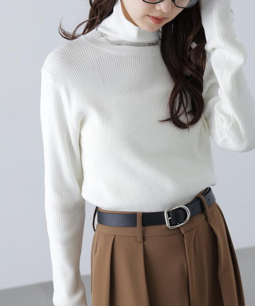 FREE'S MART（フリーズマート）の「◆〈ＭＦＭ〉袖金ボタンリブタートルニット（ニット/セーター・レディース・ホワイト/ピンク/レッド/ブラック/グレー・FREE）」の18枚目の写真