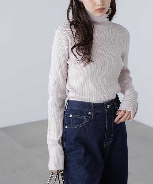 FREE'S MART（フリーズマート）の「◆〈ＭＦＭ〉袖金ボタンリブタートルニット（ニット/セーター・レディース・ホワイト/ピンク/レッド/ブラック/グレー・FREE）」の9枚目の写真