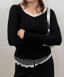 mebole（メボレ）の「レースネックリブニット（ニット/セーター）」