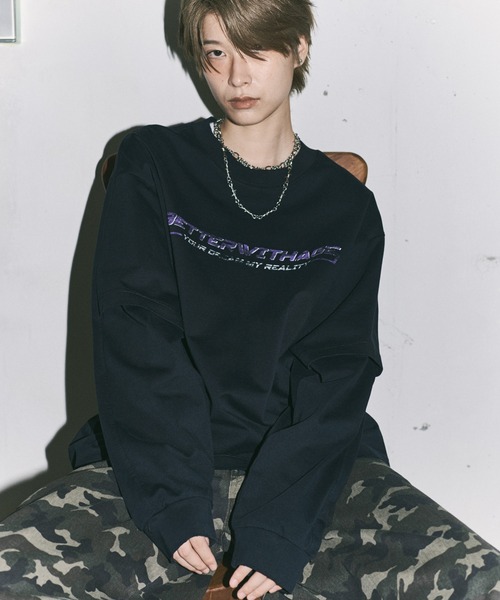 ILL'S(イルズ)の「フェイクレイヤードロゴプリントロンT(Tシャツ/カットソー・メンズ・ホワイト/ブラック・L/M)」の1枚目の写真