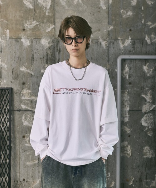 ILL'S(イルズ)の「フェイクレイヤードロゴプリントロンT(Tシャツ/カットソー・メンズ・ホワイト/ブラック・L/M)」の3枚目の写真