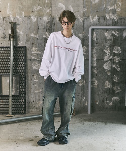ILL'S(イルズ)の「フェイクレイヤードロゴプリントロンT(Tシャツ/カットソー・メンズ・ホワイト/ブラック・L/M)」の6枚目の写真