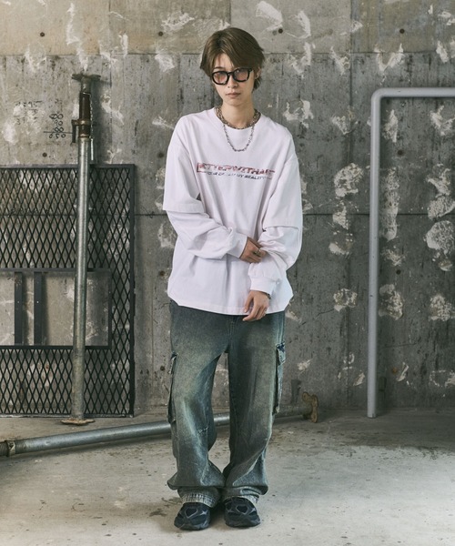 ILL'S(イルズ)の「フェイクレイヤードロゴプリントロンT(Tシャツ/カットソー・メンズ・ホワイト/ブラック・L/M)」の5枚目の写真