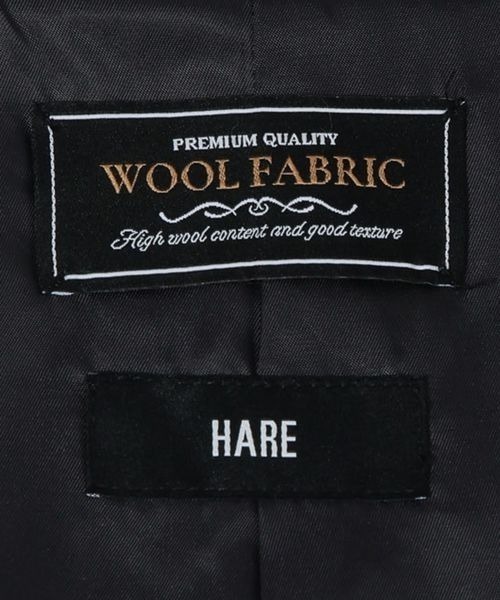 美品 HARE ハレ ウールダブルコート ロング 黒 M オーバーサイズ ベルト HARE（ハレ）の「ウールダブルコート(HARE)（トレンチコート）」 - WEAR