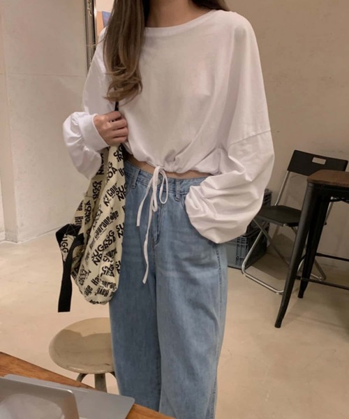 MAISON DE THERESE（メゾン ド テレーズ）の「ルーズシルエット長袖ショートTシャツ ロン T（Tシャツ/カットソー・レディース・ブラック/グレー/ホワイト・M）」の2枚目の写真