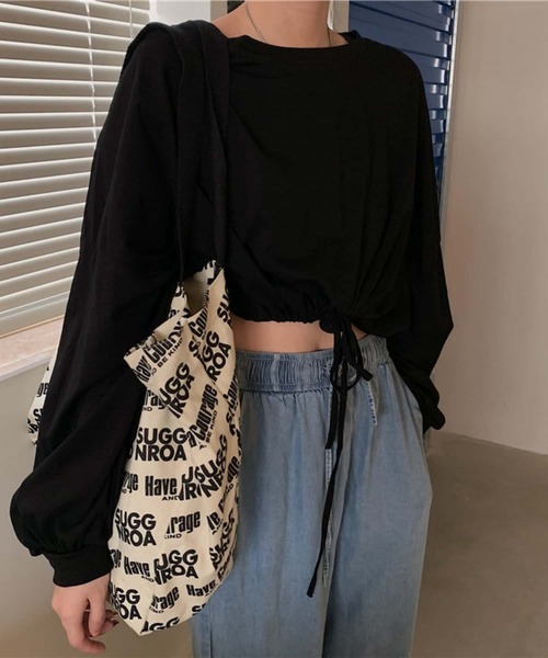 MAISON DE THERESE（メゾン ド テレーズ）の「ルーズシルエット長袖ショートTシャツ ロン T（Tシャツ/カットソー・レディース・ブラック/グレー/ホワイト・M）」の8枚目の写真