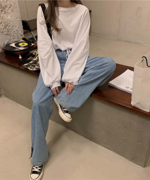 MAISON DE THERESE（メゾン ド テレーズ）の「ルーズシルエット長袖ショートTシャツ ロン T（Tシャツ/カットソー・レディース・ブラック/グレー/ホワイト・M）」の6枚目の写真