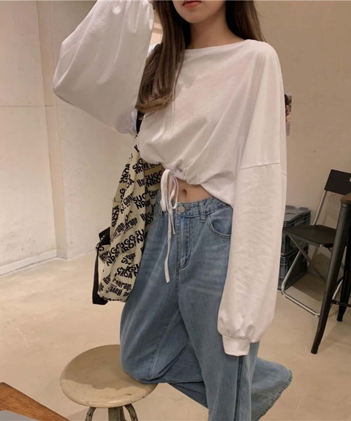 MAISON DE THERESE（メゾン ド テレーズ）の「ルーズシルエット長袖ショートTシャツ ロン T（Tシャツ/カットソー・レディース・ブラック/グレー/ホワイト・M）」の4枚目の写真