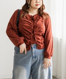 CLETTEオリジナルフロントリボンギャザーデザインカットソー