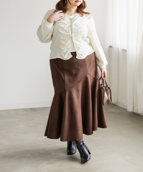 CLETTE(クレット)の「CLETTEオリジナルフロントリボンギャザーデザインカットソー(Tシャツ/カットソー・レディース・テラコッタ/アイボリー/ブラック・LL/3L/4L)」の6枚目の写真
