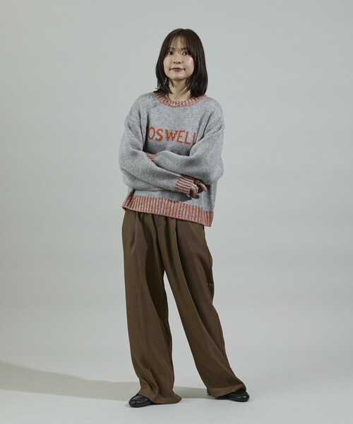 FREAK'S STORE(フリークスストア)の「杢チェックパンツ<セットアップ対応>(スラックス・レディース・キャメル/ブラック・フリ-)」の4枚目の写真