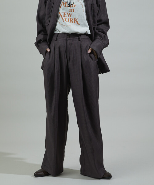 FREAK'S STORE(フリークスストア)の「杢チェックパンツ<セットアップ対応>(スラックス・レディース・キャメル/ブラック・フリ-)」の19枚目の写真