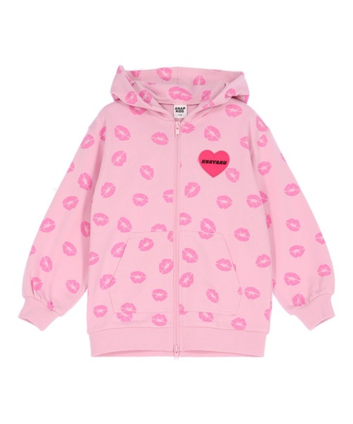 ANAP kids（アナップキッズ）の「KOGYARU×ANAP 2パターン柄 ビックパーカー【親子お揃い】【ジュニアお揃い】（パーカー・キッズ・ブラック/ピンク・110/120/130）」の10枚目の写真