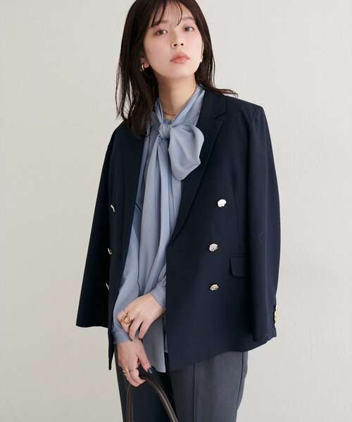 natural couture(ナチュラルクチュール)の「ボウタイリボンブラウス(シャツ/ブラウス・レディース・ブラック/サックスブルー/オフホワイト/ピンク・FREE)」の9枚目の写真