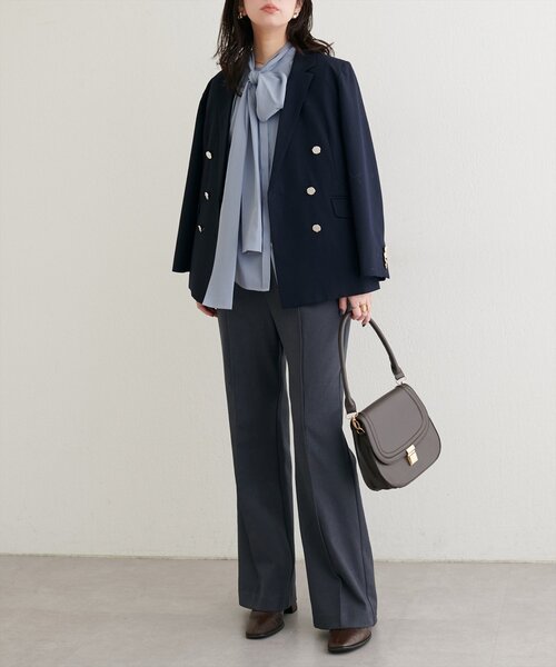 natural couture(ナチュラルクチュール)の「ボウタイリボンブラウス(シャツ/ブラウス・レディース・ブラック/サックスブルー/オフホワイト/ピンク・FREE)」の10枚目の写真