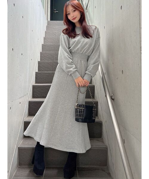 ロイヤルパーティー新品未使用タグ付き♡大人気ワンピース新作♡グレーミニアムサイズ セール】【ZOZO限定】裏起毛スウェットマーメイドワンピース