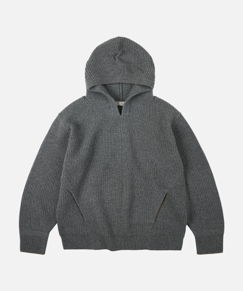 KANGAROO KNIT — пуловер‑худи, серый