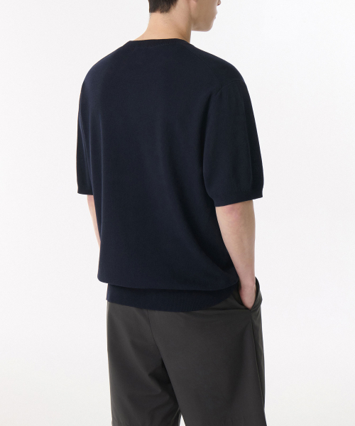 MUSINSA STANDARD（ムシンサスタンダード）の「クールタッチクルーネック半袖ニット[ネイビー]（ニット/セーター・メンズ・その他・MEDIUM/LARGE/X-LARGE/XX-LARGE）」の2枚目の写真
