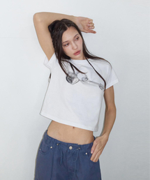 Silver Heart Keyring T-Shirt White