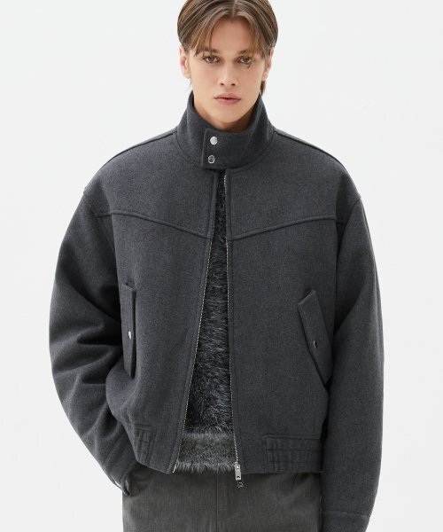 TRILLION(トリリオン)の「ウールエルボーパッチ2WAYヘリントンジャケット(チャコール)(ブルゾン・レディース・その他・MEDIUM/LARGE/X-LARGE)」の13枚目の写真