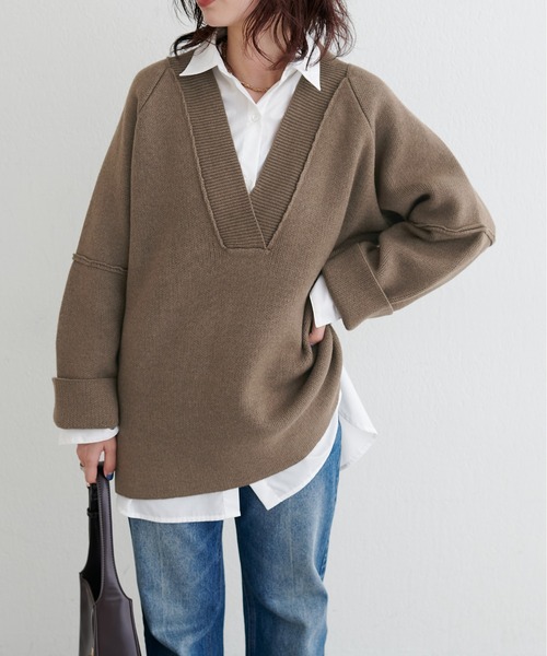 LARUTA（ラルータ）の「【LARUTA】ウール混ジャガード袖切替プルオーバー（ニット/セーター・レディース・オフホワイト/チャコールグレー/モカ/ピンク・FREE）」の19枚目の写真