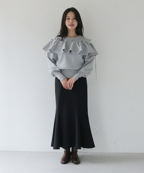 HER CLOSET(ハークローゼット)の「【HER CLOSET】フリルカラー付きマルチウェイニット MULTIWAY KNIT WITH FRILL COLLAR(Tシャツ/カットソー・レディース・ブラック/オフホワイト/グレー・M)」の19枚目の写真