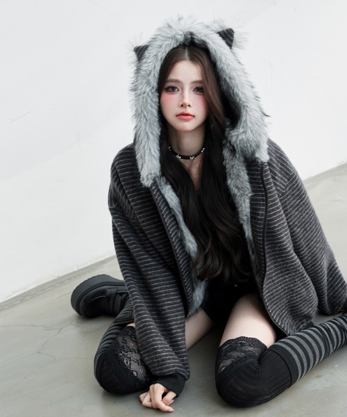 セール】フェイクファーフードモッズコート（モッズコート）｜VEILA