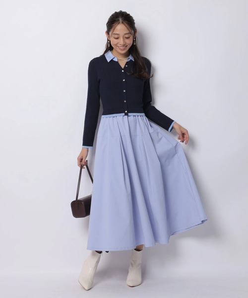 JUSGLITTY(ジャスグリッティー)の「スキッパーケーブルドッキングワンピース(ワンピース・レディース・ネイビー・1/2)」の1枚目の写真