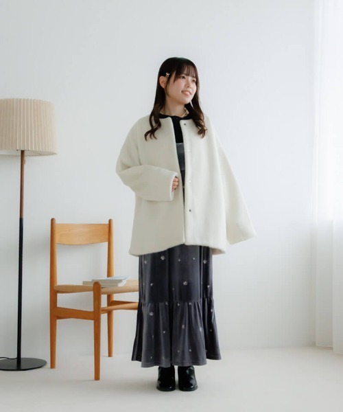 flower（フラワー）の「ベロアエンブロイダリーワンピース（ワンピース・レディース・グレー/ブラック・FREE）」の12枚目の写真