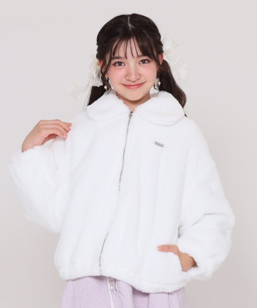 PINKHUNT（ピンクハント）の「PINKHUNT フェイクファーアウター 0799K（ダウンジャケット/コート・キッズ・オフホワイト/ブラック/ベージュ・120cm/130cm/140cm/150cm/160cm）」の2枚目の写真