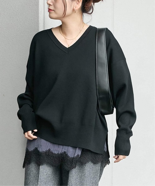JOURNAL STANDARD(ジャーナルスタンダード)の「《WEB限定追加3》ウォッシャブルTEXBRID Vプルオーバー(ニット/セーター・レディース・チャコールグレー/ブラック/ブラウン・FREE)」の2枚目の写真