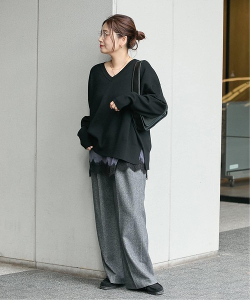 JOURNAL STANDARD(ジャーナルスタンダード)の「《WEB限定追加3》ウォッシャブルTEXBRID Vプルオーバー(ニット/セーター・レディース・チャコールグレー/ブラック/ブラウン・FREE)」の4枚目の写真