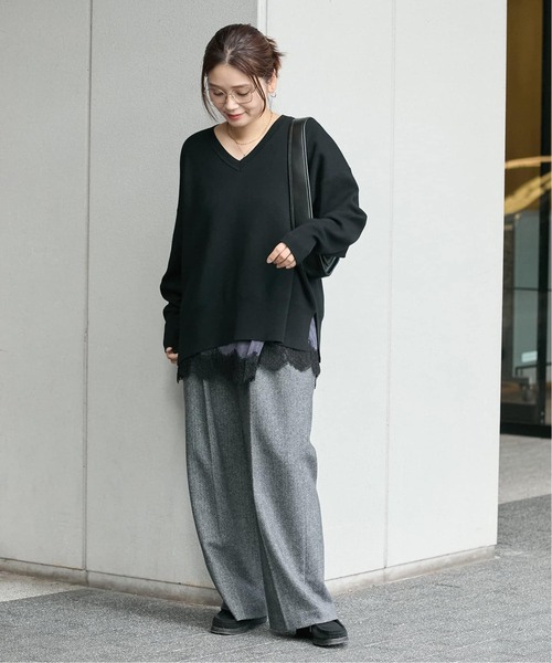 JOURNAL STANDARD(ジャーナルスタンダード)の「《WEB限定追加3》ウォッシャブルTEXBRID Vプルオーバー(ニット/セーター・レディース・チャコールグレー/ブラック/ブラウン・FREE)」の11枚目の写真