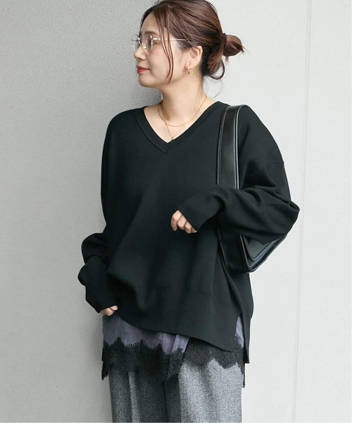 JOURNAL STANDARD(ジャーナルスタンダード)の「《WEB限定追加3》ウォッシャブルTEXBRID Vプルオーバー(ニット/セーター・レディース・チャコールグレー/ブラック/ブラウン・FREE)」の13枚目の写真