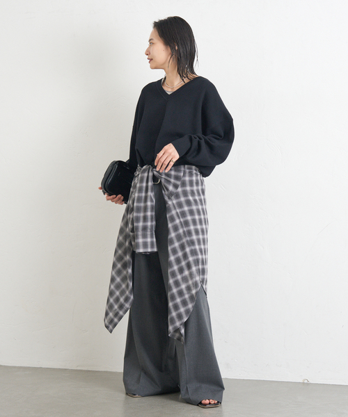 JOURNAL STANDARD(ジャーナルスタンダード)の「《WEB限定追加3》ウォッシャブルTEXBRID Vプルオーバー(ニット/セーター・レディース・チャコールグレー/ブラック/ブラウン・FREE)」の17枚目の写真