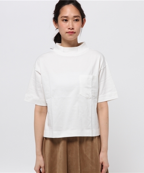 OUTLET（アウトレット）の「【Discoat Petit】32/2モックネックポケT（Tシャツ/カットソー・レディース・オフホワイト・MEDIUM/LARGE）」の2枚目の写真
