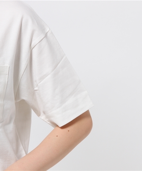OUTLET（アウトレット）の「【Discoat Petit】32/2モックネックポケT（Tシャツ/カットソー・レディース・オフホワイト・MEDIUM/LARGE）」の6枚目の写真