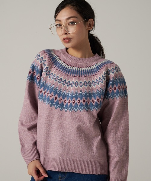 Eddie Bauer(エディーバウアー)の「フェアアイル セーター(ニット/セーター・レディース・ネイビー/ベージュ/ラベンダー・M/S/XL/L)」の3枚目の写真