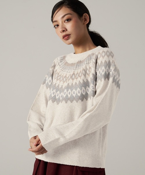 Eddie Bauer(エディーバウアー)の「フェアアイル セーター(ニット/セーター・レディース・ネイビー/ベージュ/ラベンダー・M/S/XL/L)」の1枚目の写真