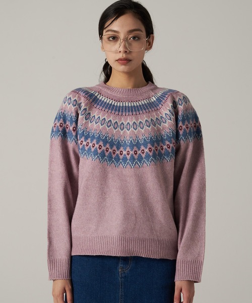 Eddie Bauer(エディーバウアー)の「フェアアイル セーター(ニット/セーター・レディース・ネイビー/ベージュ/ラベンダー・M/S/XL/L)」の19枚目の写真