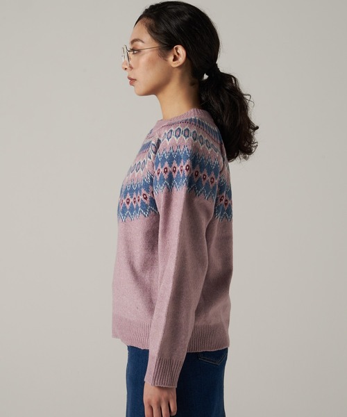 Eddie Bauer(エディーバウアー)の「フェアアイル セーター(ニット/セーター・レディース・ネイビー/ベージュ/ラベンダー・M/S/XL/L)」の4枚目の写真