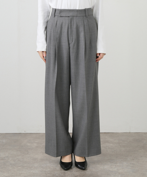 La TOTALITE(ラトータリテ)の「【洗える】タックワイドパンツ(スラックス・レディース・チャコールグレー/ホワイト・36/38)」の13枚目の写真