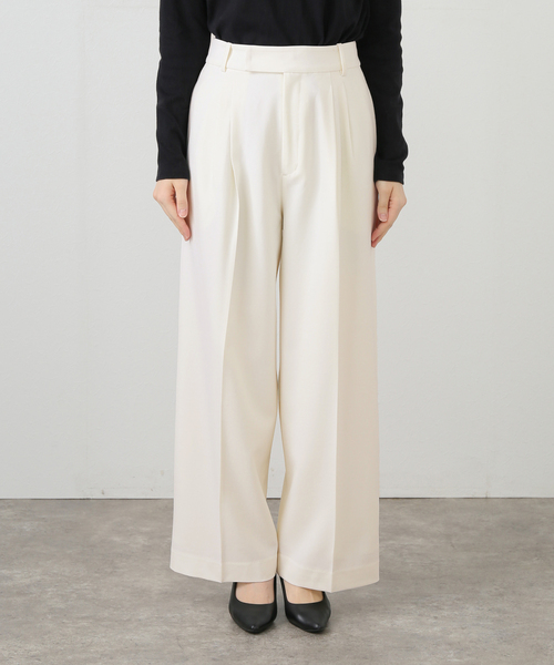 La TOTALITE(ラトータリテ)の「【洗える】タックワイドパンツ(スラックス・レディース・チャコールグレー/ホワイト・36/38)」の15枚目の写真