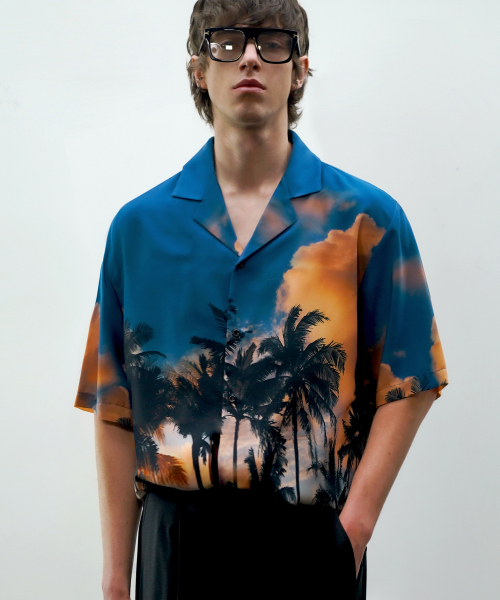 UNTAGE（アンテージ）の「ヤシの木プリントボウリングシャツ[ブルー(ユニセックス)]_UTS-SS01（シャツ/ブラウス・メンズ・その他・MEDIUM/LARGE）」の4枚目の写真