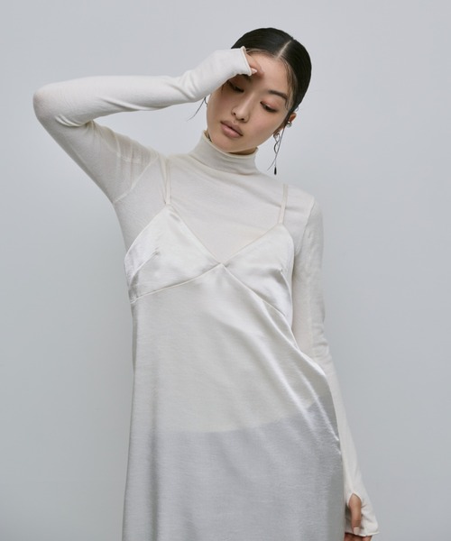 AIC.(エーアイシー)の「アシンメトリーレースサテンワンピース(ワンピース・レディース・ブラック/アイボリー・FREE)」の3枚目の写真