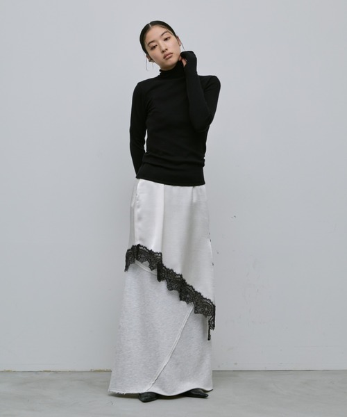 AIC.(エーアイシー)の「アシンメトリーレースサテンワンピース(ワンピース・レディース・ブラック/アイボリー・FREE)」の8枚目の写真