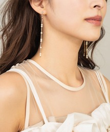 フェイクパール チェーン ロングピアス シルバー ゴールド 両耳用 アクセサリー