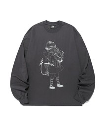 LITTLE DEVIL GIRL DRAWING BIG BIG L/S TEE_CHARCOAL(NG2FFUT559A)
