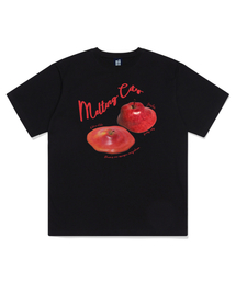 メルティングアップルプリント半袖Tシャツブラック