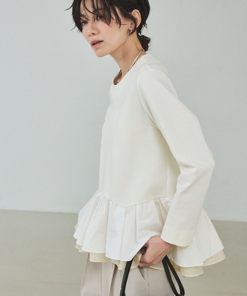 qualite（カリテ）の「タフタコンビプルオーバー/オケージョン/セレモニー/フォーマル/オフィスカジュアル（シャツ/ブラウス・レディース・ダークネイビー/オフホワイト・フリー）」の9枚目の写真
